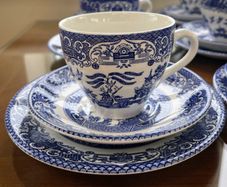 vintage 18 piece blue willow
