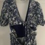 MIDI dress Puff sleeve blue flowerpeint Reiss size 14 Brand New Image 3