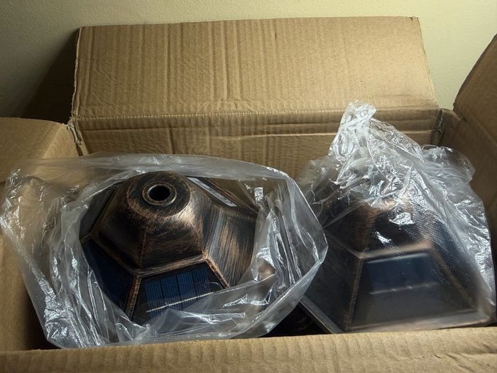 Pair of Outdoor Archaic Solar Wall Lamps