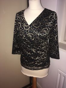 Kaliko Black and Gold  wrap style Top - Size 8