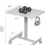 Mobile Standing Desk Pneumatic Adjustable Height Stand Up with Lockable Wheels Ergonomic Side Table for Home Office Work Computer Workstation Typ-T 48 x 65CM White Image 3