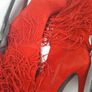 BNIB red boohoo fringe high boots Image 2