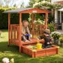 2-in-1 Wooden Sandpit & Playhouse with Roof Image 2