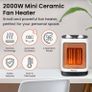 2000W Ceramic Fan Heater - Electric Heater with Automatic Oscillation, Thermostat, 2 Heat Settings & Tip-Over Protection - Portable Heater for Home, Office, Study, Garage, Bathroom (FREE POSTAGE) Image 5