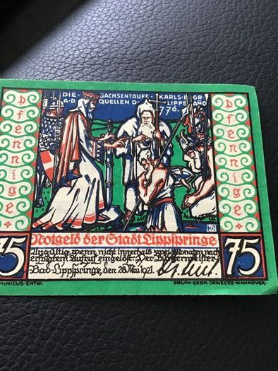 Rare 1921 German Notgeld 25 Pfennig -Stadt Lippspringe