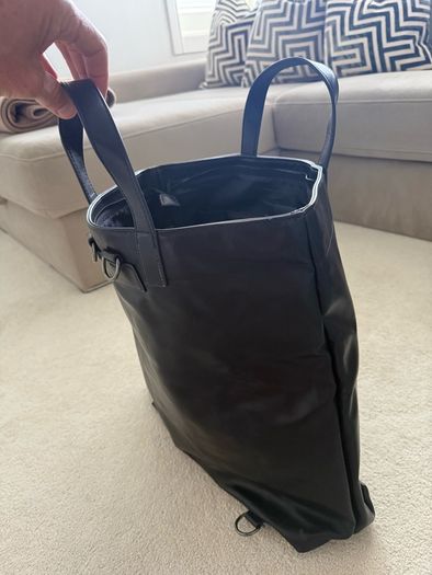 Navy leather tote bag