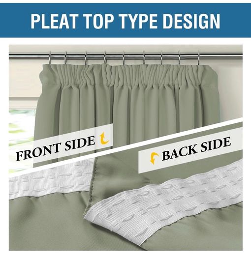 2 Panels 66"x90" Blackout Curtains Pencil Pleat Bedroom Curtain Panel for Privacy Protected Thermal Insulated