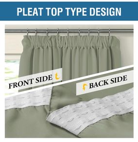2 Panels 66"x90" Blackout Curtains Pencil Pleat Bedroom Curtain Panel for Privacy Protected Thermal Insulated
