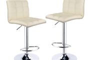 Modern Bar Stools Set of 2 Leatherette