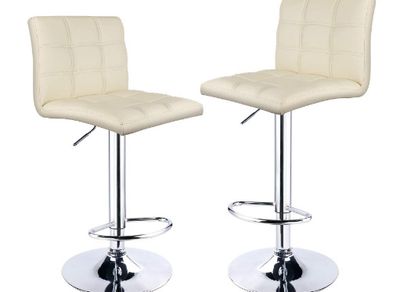 Modern Bar Stools Set of 2 Leatherette
