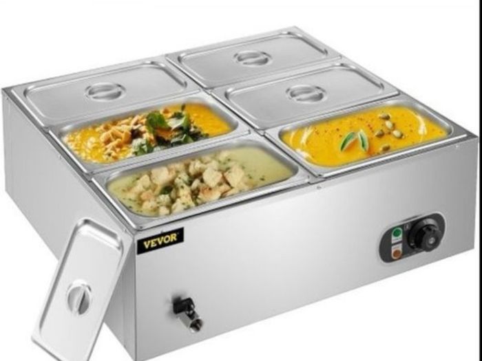 220v food heater Bain Marie 6- pan plate container food heater electric desktop steam table stainless steel large capacity buffet