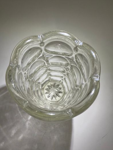 1920s Brockwitz Clear Pressed Glass Cylinder Vase (Moonprint Star Pattern)
