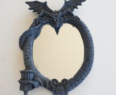 Gothic dragon mirror with candle holder Fantasy