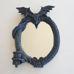 Gothic dragon mirror with candle holder Fantasy