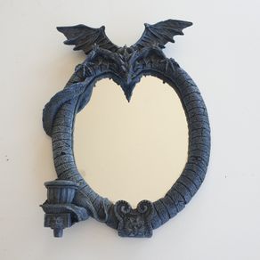 Gothic dragon mirror with candle holder Fantasy