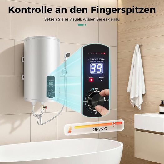 30 L Hot Water Boiler 2000 W Wall Hanging Electric Storage Heating Output Boiler
