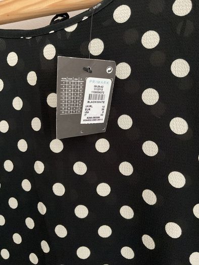 blouse Bnwt size 10 black & white polka dot top tie back detail