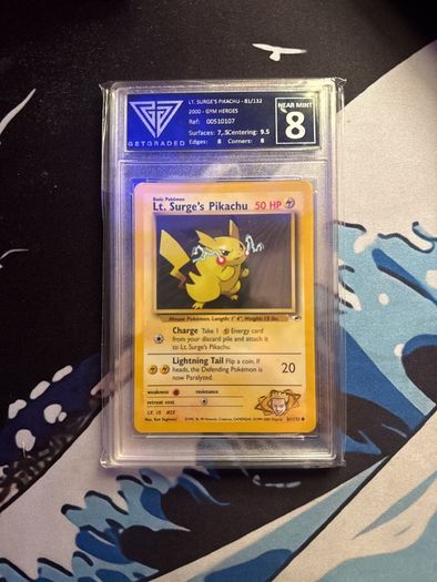 Getgraded gym heroes pikachu nm 8