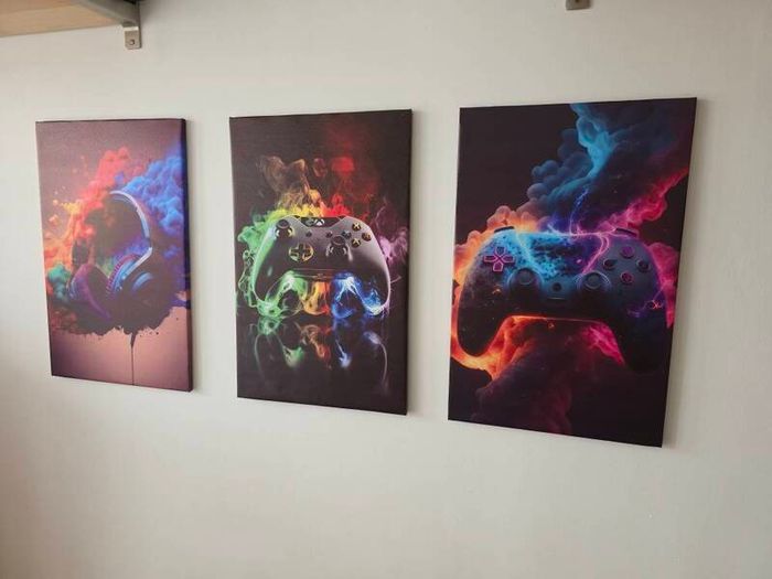 3 framed printed canvas 35x55cm