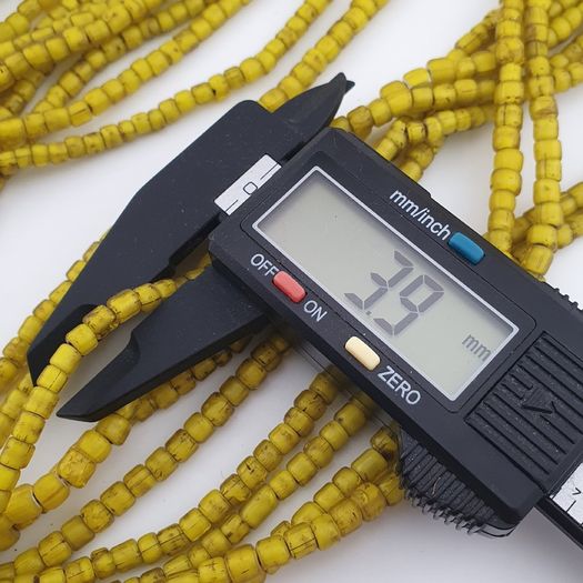 Antique Venetian Yellow Trade 3-5mm Beads Necklace Strands