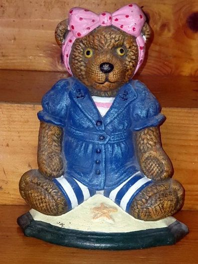 Vintage Wright Studios Cast Iron Teddy Doorstop