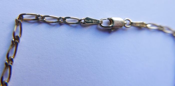 Vintage Solid 9Ct Yellow Gold 375 Figaro link Bangle Bracelet,  length 7.5" - 1,8g