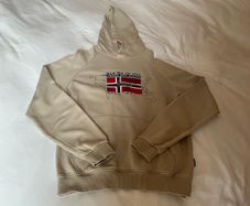 Gorgeous beige Napapijri Bory Logo hoodie Size Medium