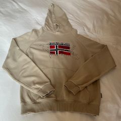 Gorgeous beige Napapijri Bory Logo hoodie Size Medium
