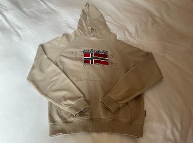 Gorgeous beige Napapijri Bory Logo hoodie Size Medium