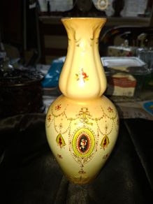 Antique Ceramic Vase Crown Devon blush ivory piece from the early 20th century., Postage Available