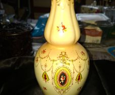 Antique Ceramic Vase Crown Devon blush ivory piece from the early 20th century., Postage Available