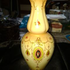 Antique Ceramic Vase Crown Devon blush ivory piece from the early 20th century., Postage Available