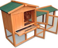 Chicken Coop Hen House Poultry Pet Hutch Bunny House Large Run with 2 Levels