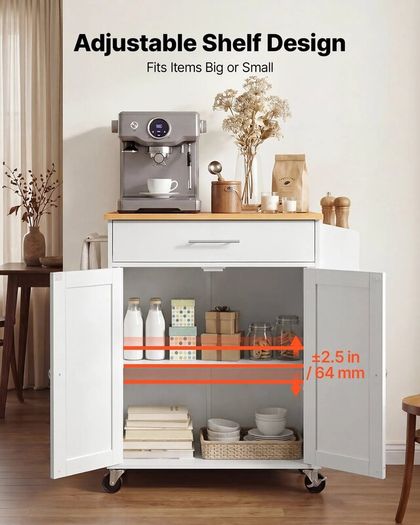 Kitchen Island Cart with Storage Mobile Rolling Storage Island on Swivel Wheels with Drawer
