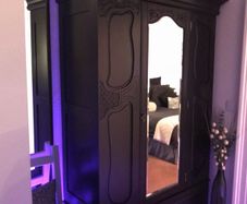 Victorian antique solid wood wardrobe with mirrored door
