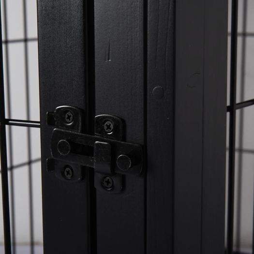 66cm/26'' Wooden Decorative Dog Cage Pet Crate Double Door Small Animal with Tabletop, Black