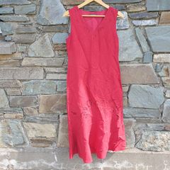 Red dress linen blend flower motifs size 10