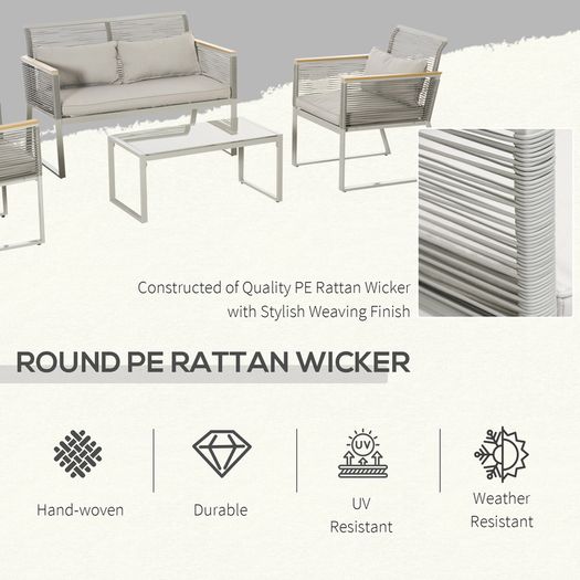 4 Piece Patio Wicker Sofa Set (LIMITED STOCK)