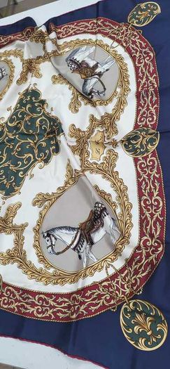 Vintage Ostinelli 100% Silk Made in Italy Equestrian Theme Scarf