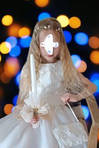 Girls 3d petals communion dress + fur cape jacket Paul Costello 8 9 10 years age + bag tiara headpiece gloves shoes