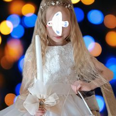 Girls 3d petals communion dress + fur cape jacket Paul Costello 8 9 10 years age + bag tiara headpiece gloves shoes