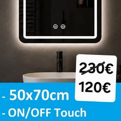 LED Bathroom Mirror 50x70cm Dual LED Tricolor Antifog Demister