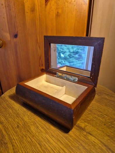 Vintage Wooden Jewellery Box with a Mirror