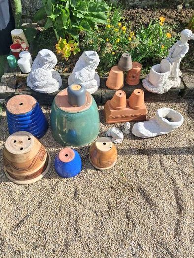 Selection of glazed & terracotta pots
