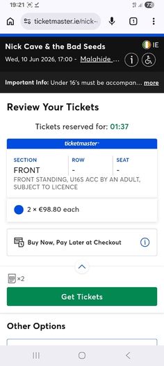2 Tickets for Nick Cave And the Bad Seeds Dublin