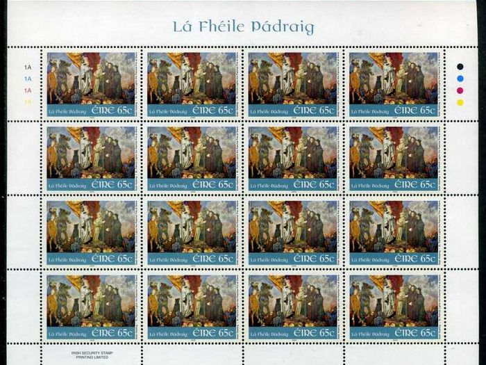 2006 Ireland St Patrick Day Commemorative Stamp Plate 1A1A1A1A Sheetlet Mint Never Hinged (MNH)