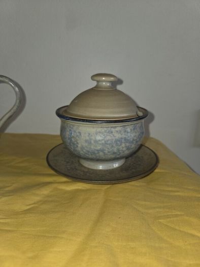 Hand Made 1970's  Irish Owen Killew Stoneware milk pitcher and sugar bowl