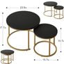 Set of 2 End Table, Nesting Tables, Side Table  Metal Gold Frame for Living Room/Bedroom/Balcony/Office/Apartment, Diameter 23.6/15.7 IN, Black Top, Prevent right angles Image 3