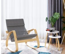 BRAND NEW Sedia A Dondolo Poltrona Relax Reclinabile Chaise Longue Grigio Recliner Lounge Chair