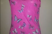 Pink top  butterflies patern size UK12 EUR40 Postage included